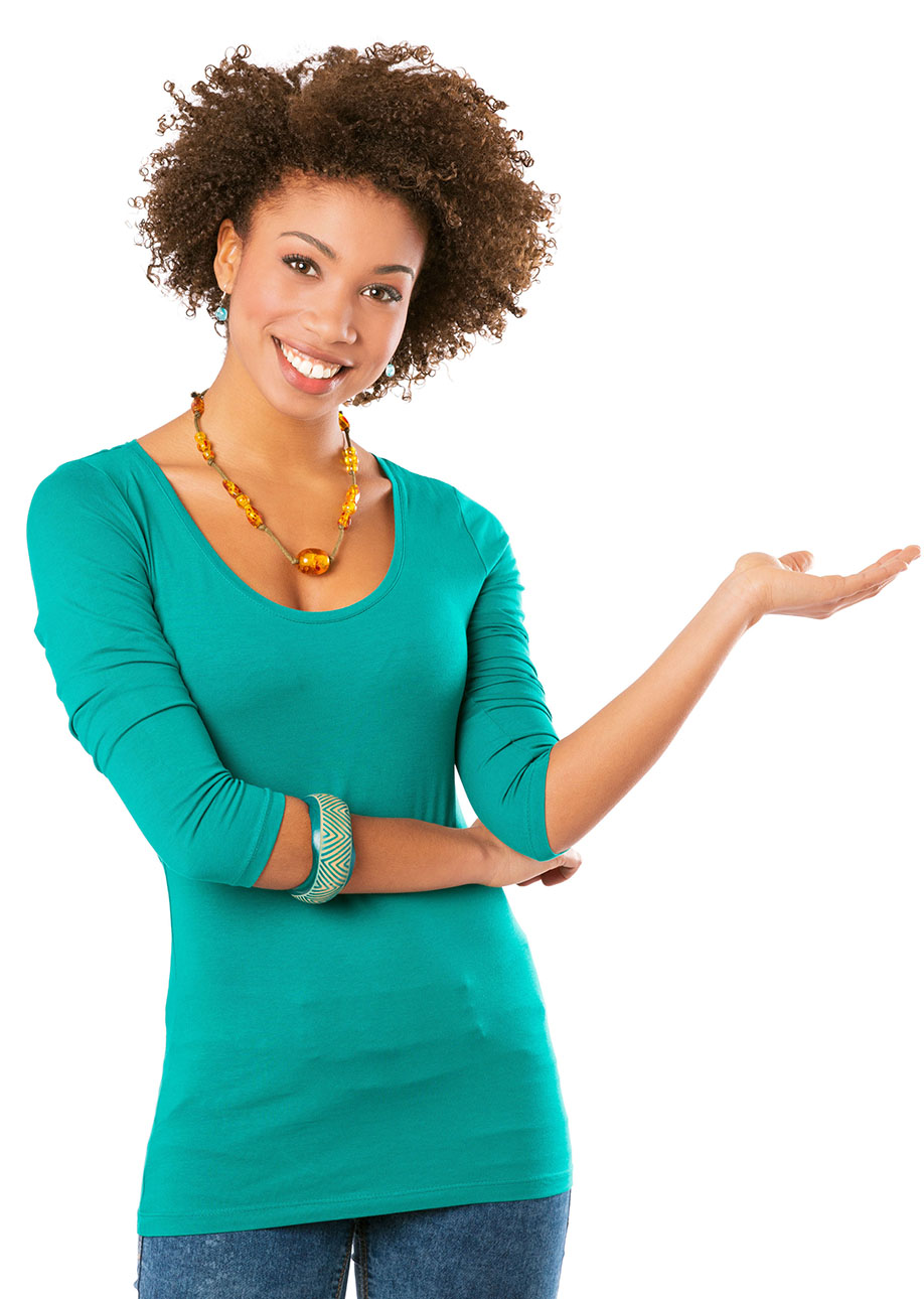 Photo of a young women in a green shirt 