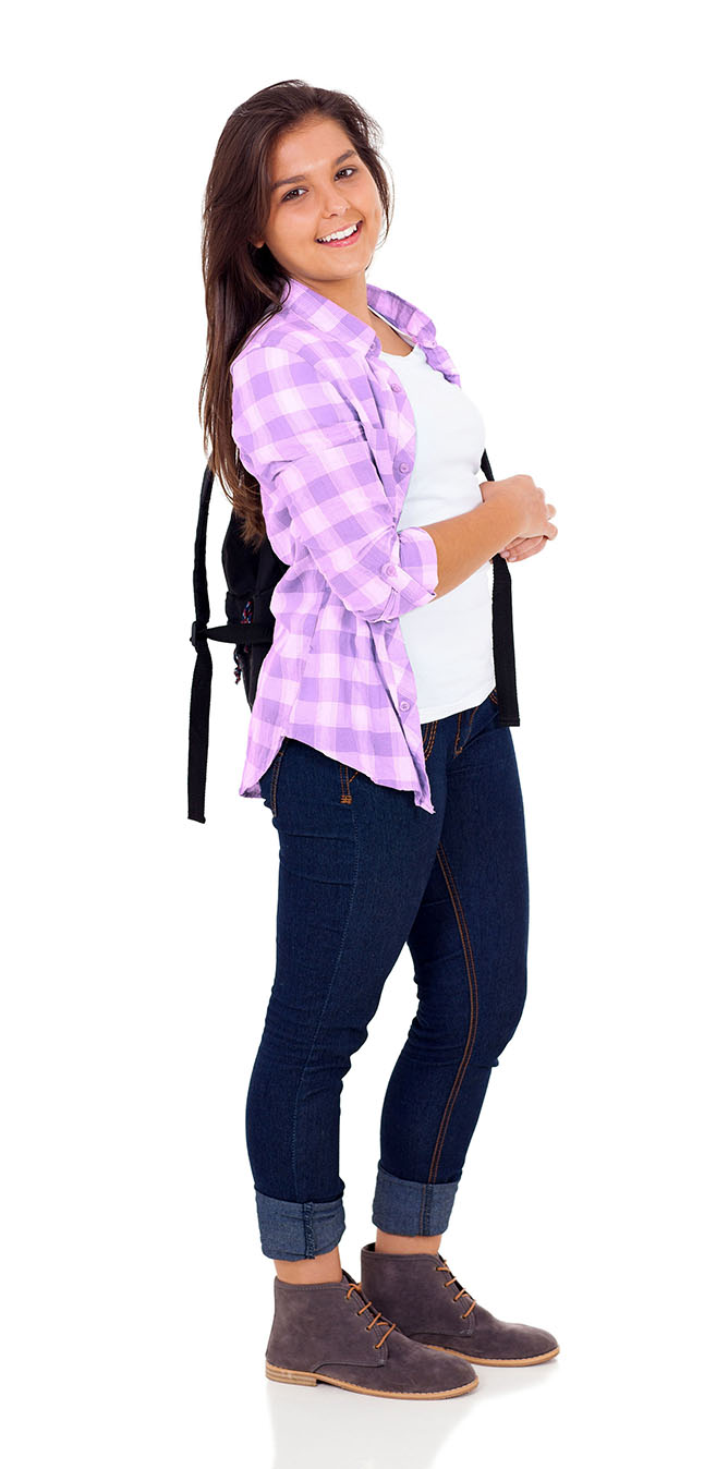 Girl standing with backpack