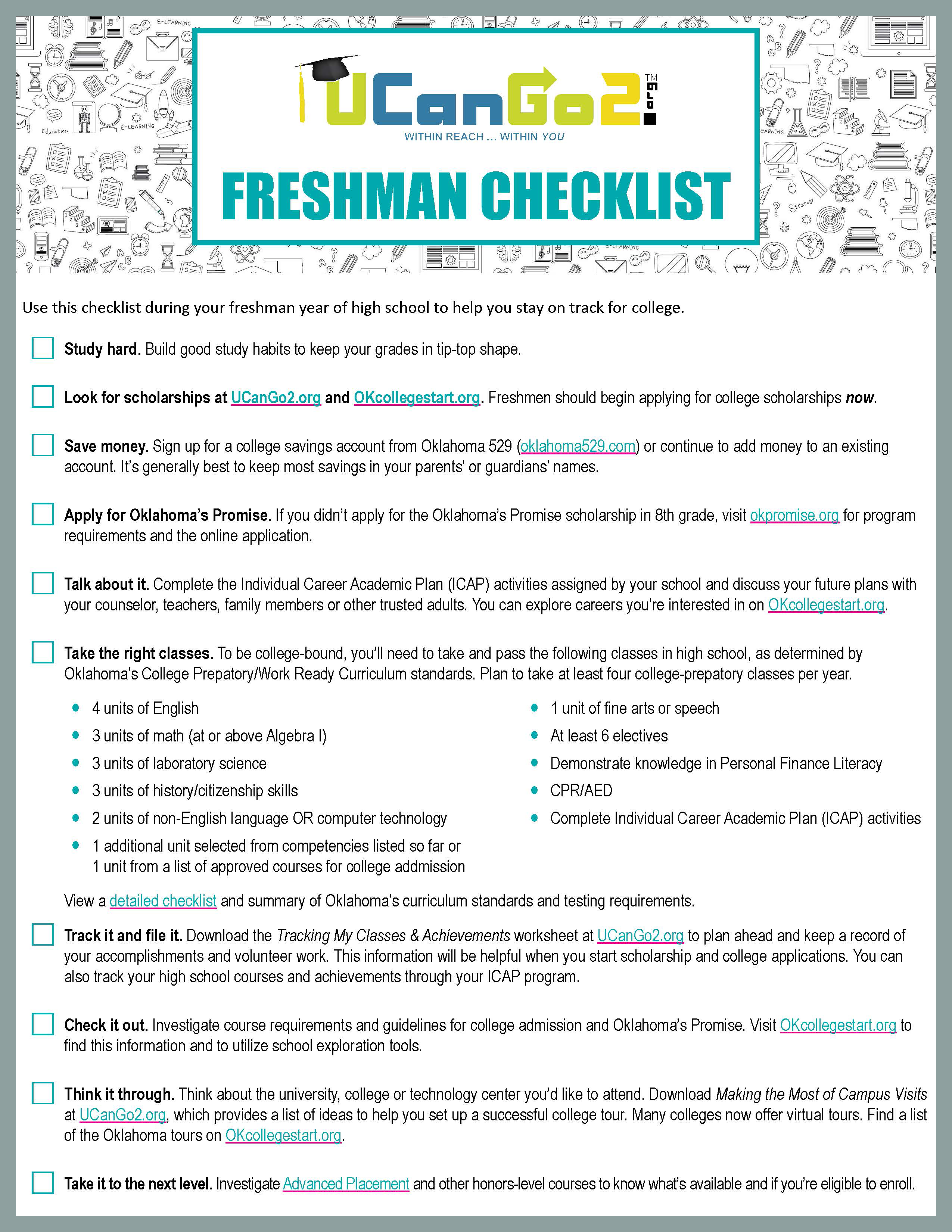 College Planning Checklists